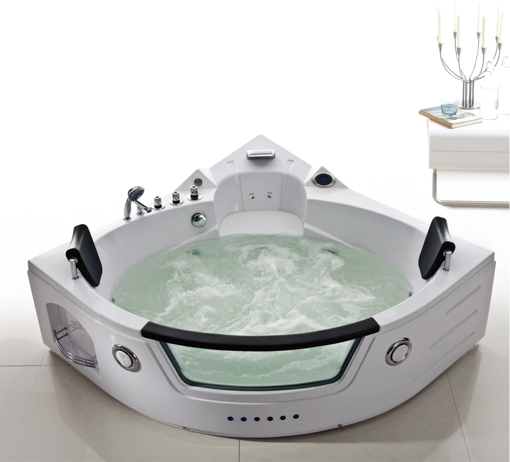 Corner ABS Board Whirlpool Bathtub in White (AB0817)