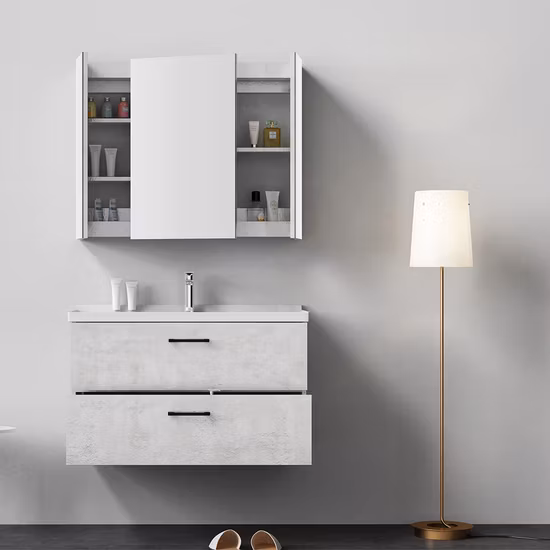 Set di mobili da bagno a parete impermeabili in stile rustico sotto il lavandino