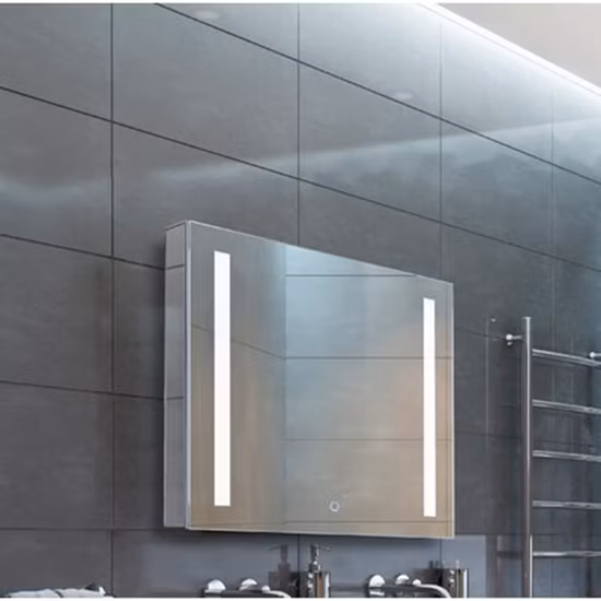 Best seller, buon prezzo, mobile da bagno sospeso in PVC con specchio LED e armadietto laterale