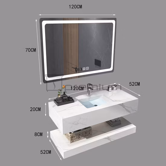 Mobile bagno moderno Lauren in pietra sinterizzata oro nero