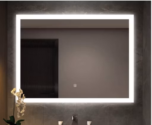 Espejo Specchio per trucco da parete antico in vetro con lente d'ingrandimento a LED Cornice per bagno intelligente a LED Decorazioni per la casa Specchio in vetro per trucco antico in alluminio argento senza rame