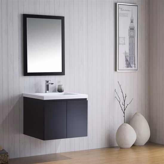 Mobile da bagno in compensato con specchio contenitore da bagno e lavabo in ceramica