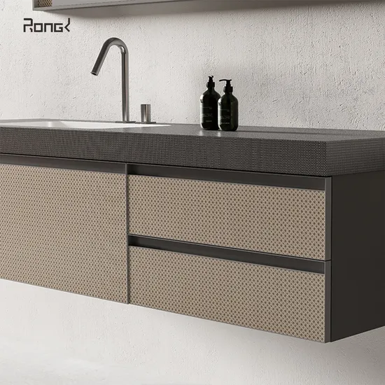 Set di mobiletto da bagno sospeso con lavabo doppio e lavabo nero da 1200 mm